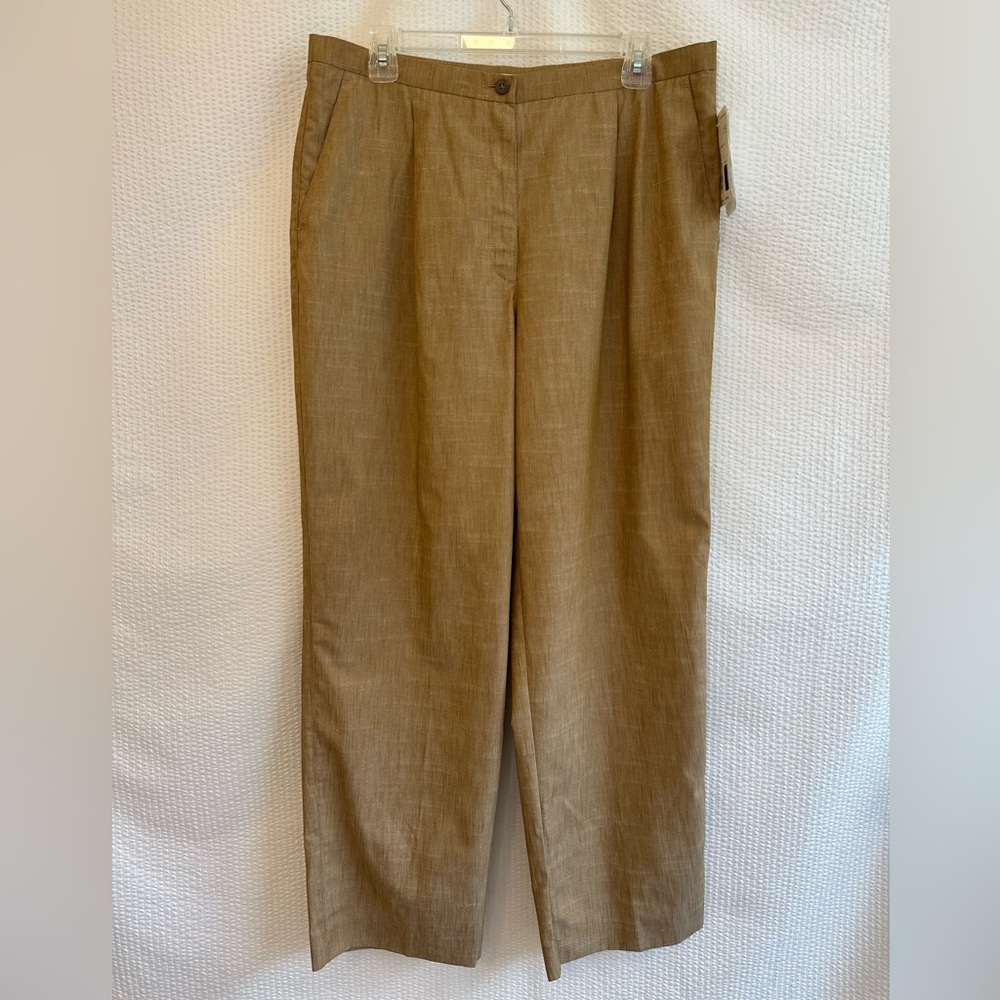LIZ CLAIBORNE Kylie Tan Straight Leg Trouser Pants 16 Petite NWT Career Workwear